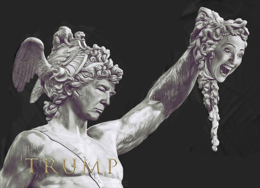 An image created with photo manipulation software by a Trump supporter in 2016, depicting Hillary Clinton as Medusa.
